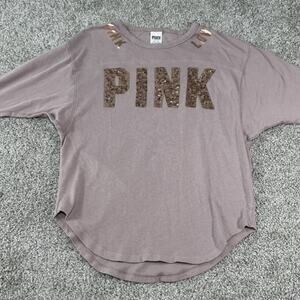 Victoria Secret Bling Sequence Pink Spellout Blush Color Women Size X-small